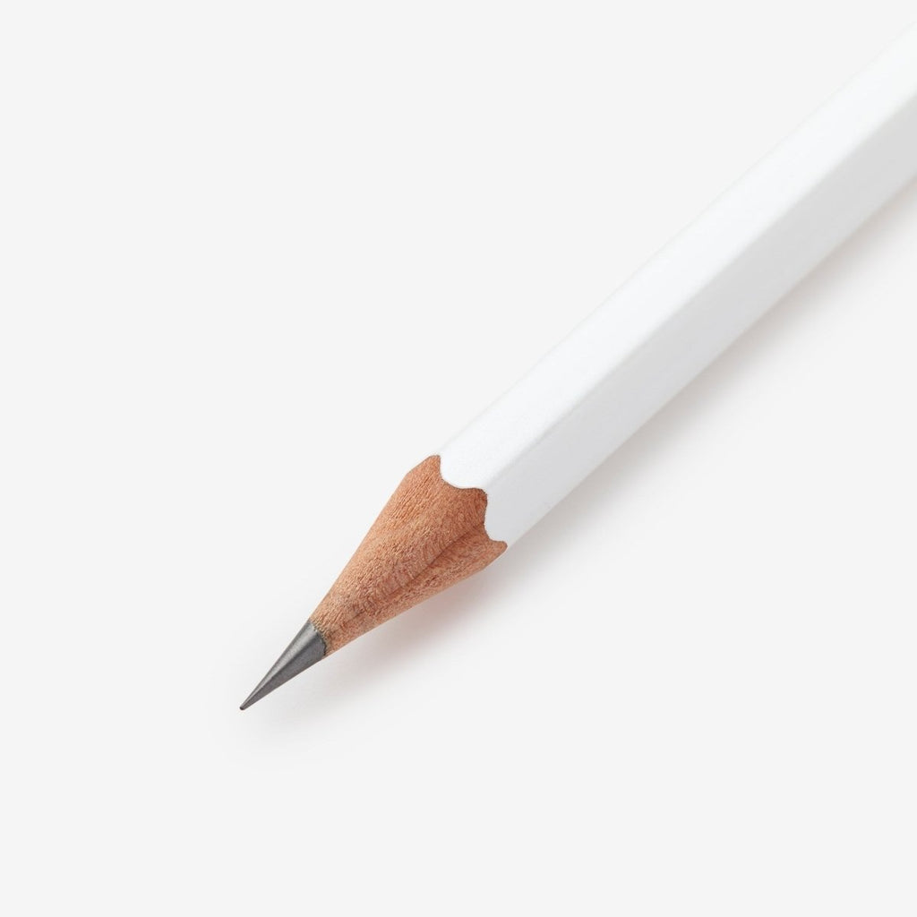 Close-up of the sharpened tip of a Blackwing Pearl pencil.