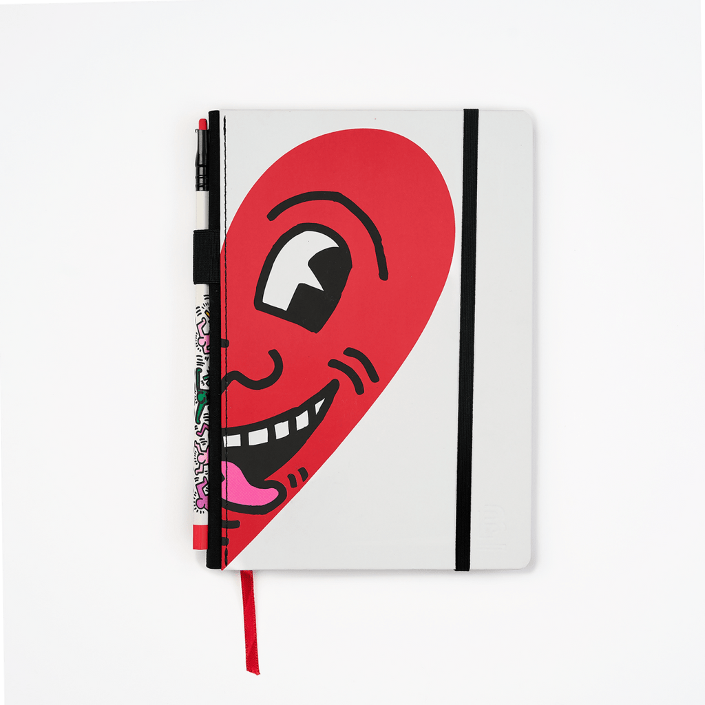 The Journal Shop - Blackwing Volume 292 Notebook Keith Haring Smiling Heart edition with white cover and bold red heart artwork.