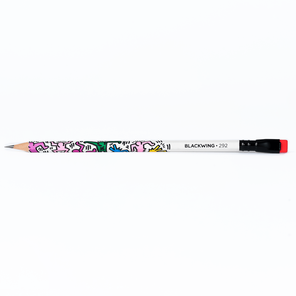 The Journal Shop - Blackwing Volume 292 Keith Haring edition pencil with colourful artwork design and red eraser.