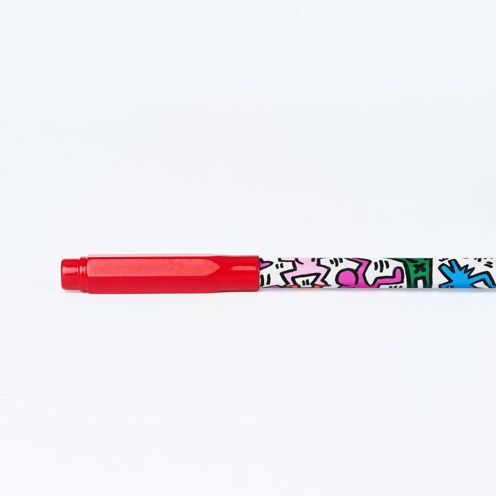 The Journal Shop - Blackwing Volume 292 Point Guard Keith Haring Radiant Heart edition shown on pencil with cap closed.