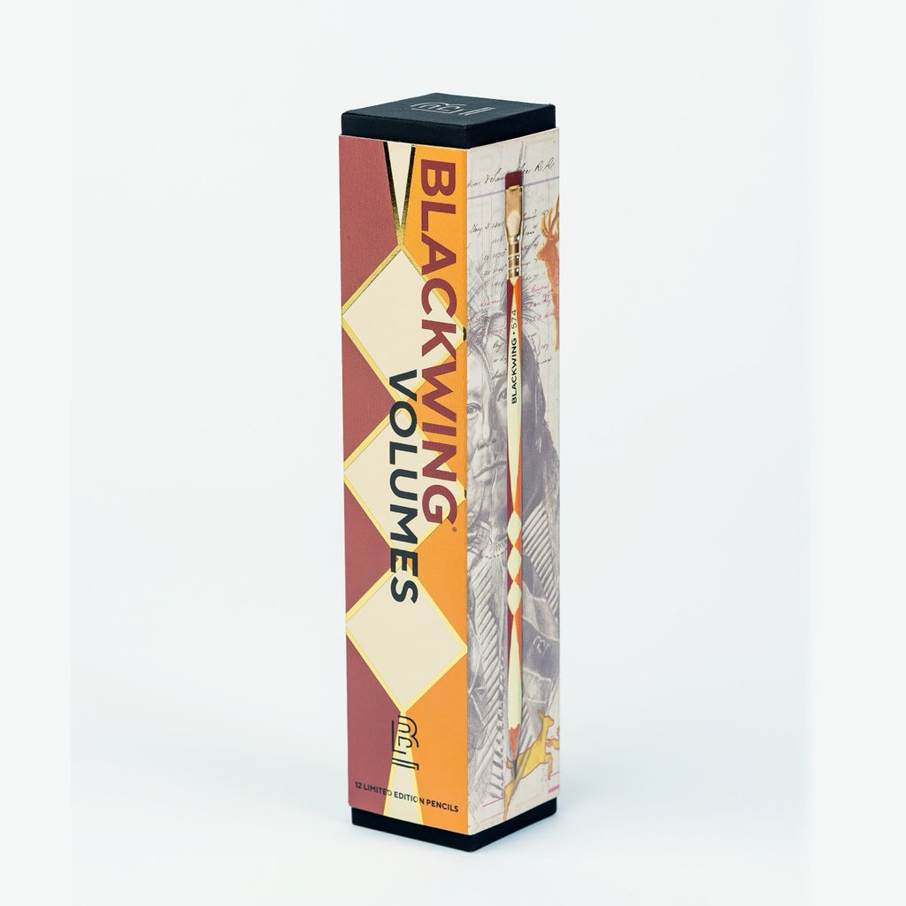 Blackwing Volume 574 packaging featuring bold patterns and cultural references.
