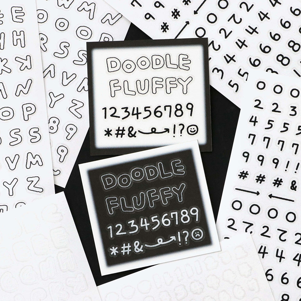 Iconic Fluffy Alphabet & Number Sticker Pack (6 Sheets) - The Journal Shop