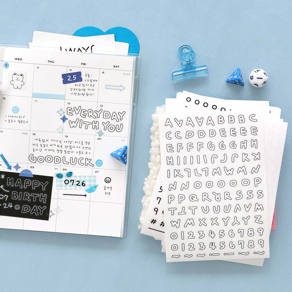 Iconic Fluffy Alphabet & Number Sticker Pack (6 Sheets) - The Journal Shop