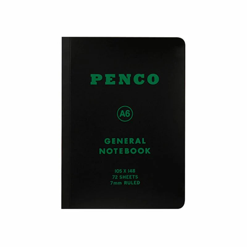 Hightide Penco Soft PP A6 ruled notebook in black cover shown from the front.