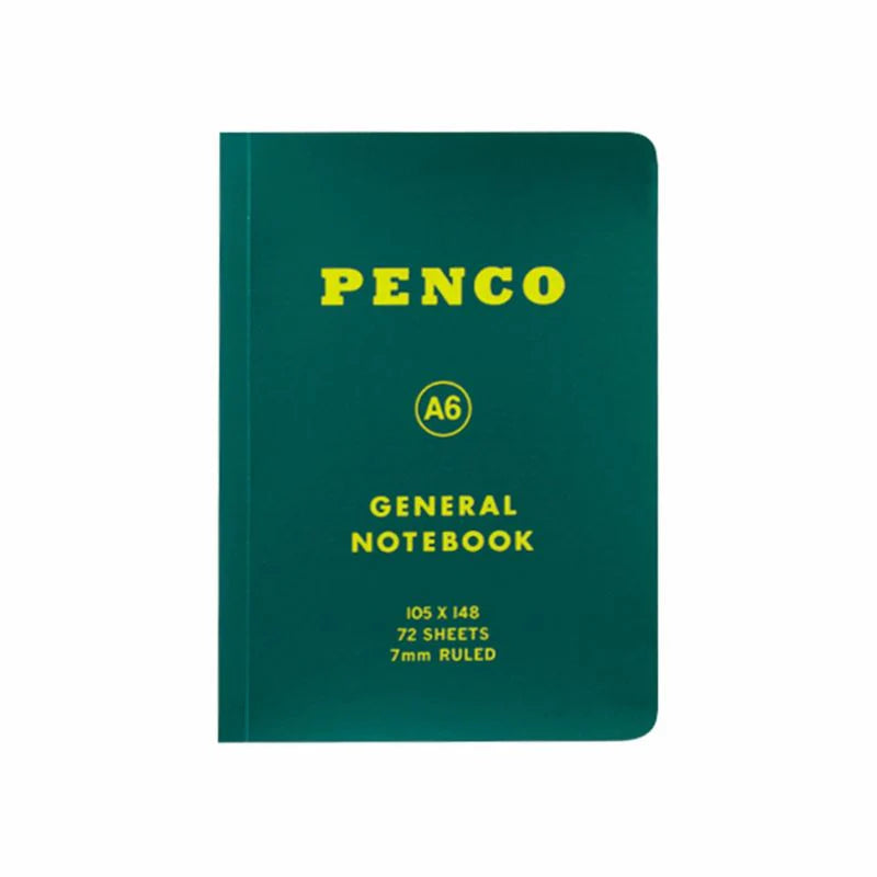 Hightide Penco Soft PP A6 ruled notebook in dark green cover shown upright.