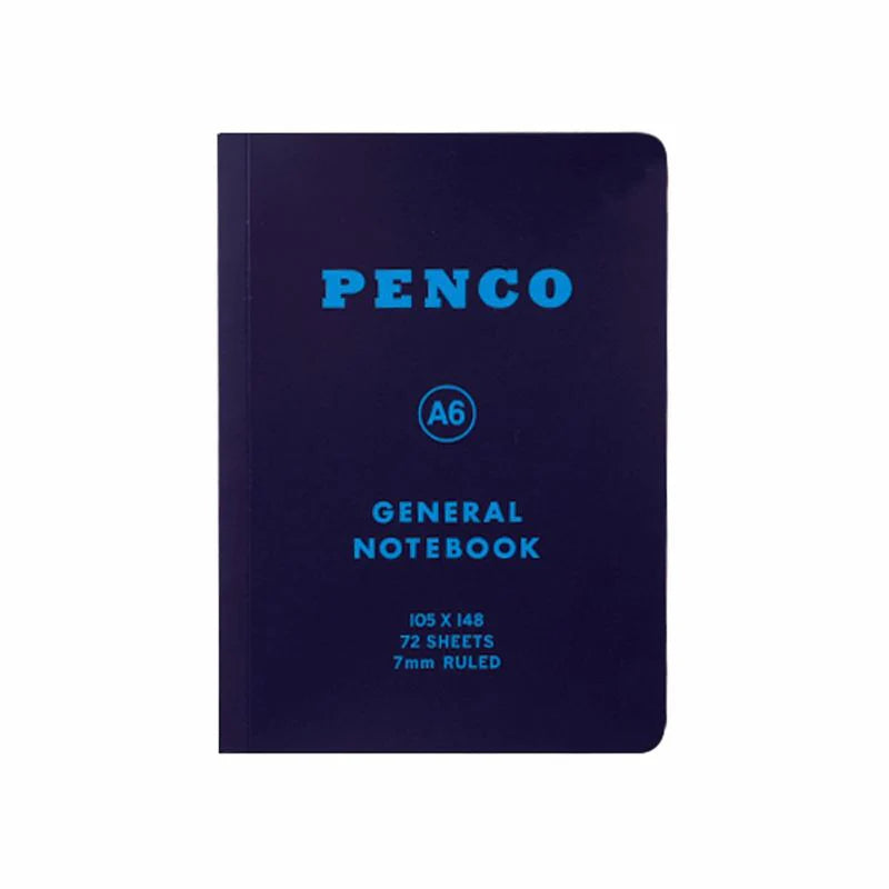 Hightide Penco Soft PP A6 ruled notebook in navy blue cover displayed from the front.