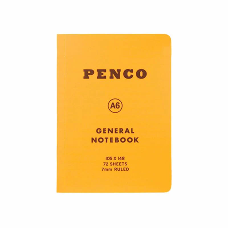 Hightide Penco Soft PP A6 ruled notebook in yellow cover positioned upright.