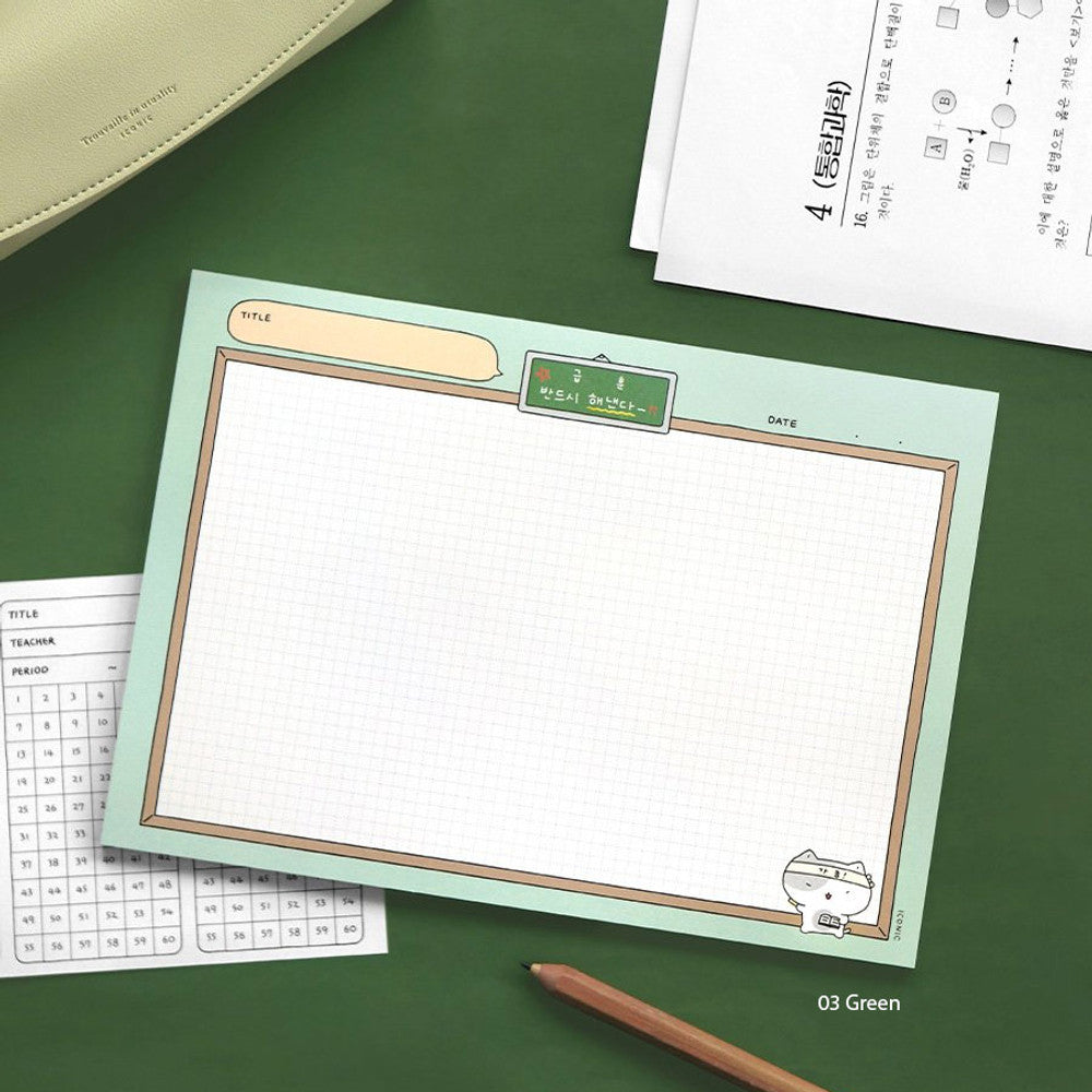 The Journal Shop - iconic blah blah B5 memo notepad in pastel green.