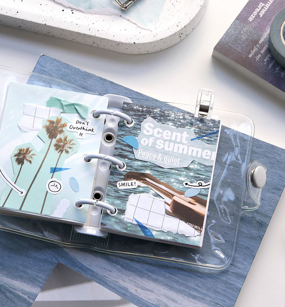 The Journal Shop - Blue-themed Iconic Deco Memo Pad open to vintage-inspired stationery pages.