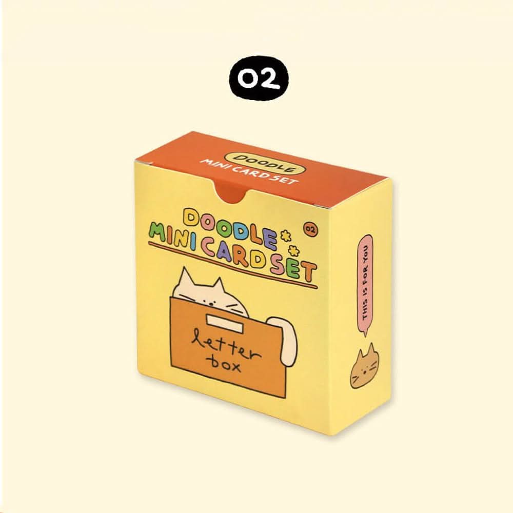 The Journal Shop - Iconic Doodle Mini Card Set yellow box with cartoon dog illustration shown on neutral background.