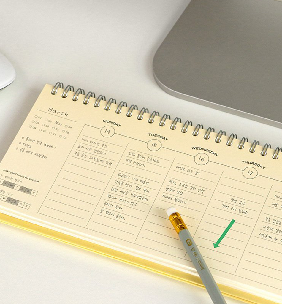 The Journal Shop - Iconic Flow Weekly Planner butter yellow show handwritten notes.