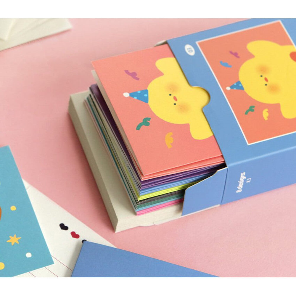 The Journal Shop - Iconic Happy Mini Card Set box with open lid showing colourful cards stacked neatly inside.