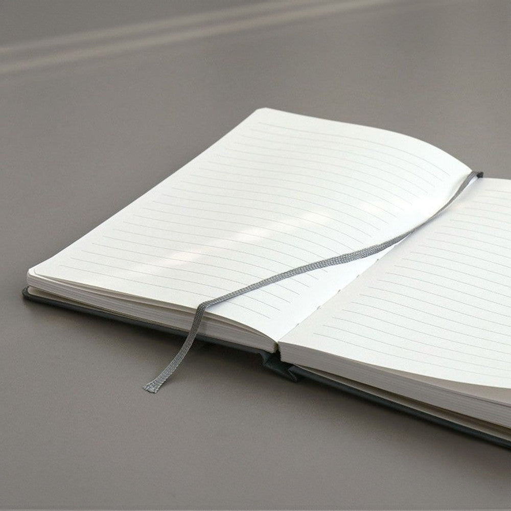 The Journal Shop - Iconic Souvenir B6 Band Notebook hardcover journal open flat showing lined pages.