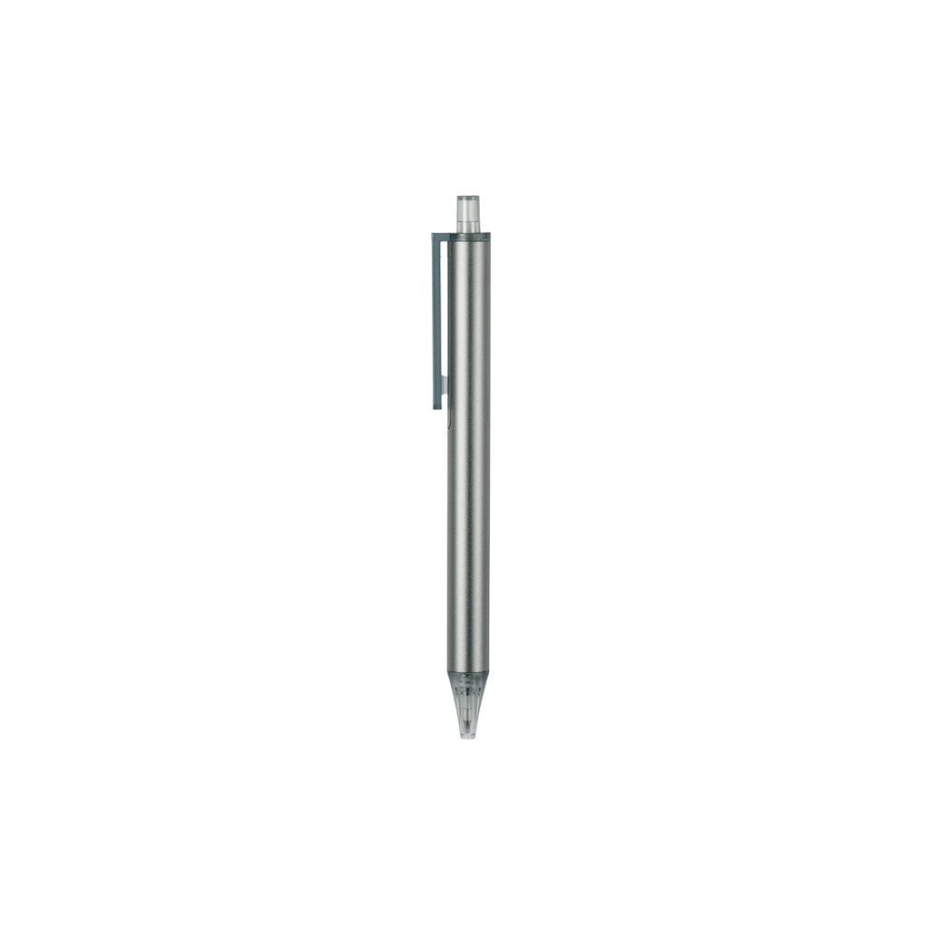 Kaco Pure ballpoint pen in brushed silver with translucent grey elements.