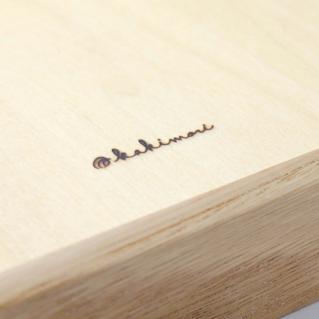 The Journal Shop - Side view of the Kakimori A5 Wooden Writing Tray showing slim, layered construction.