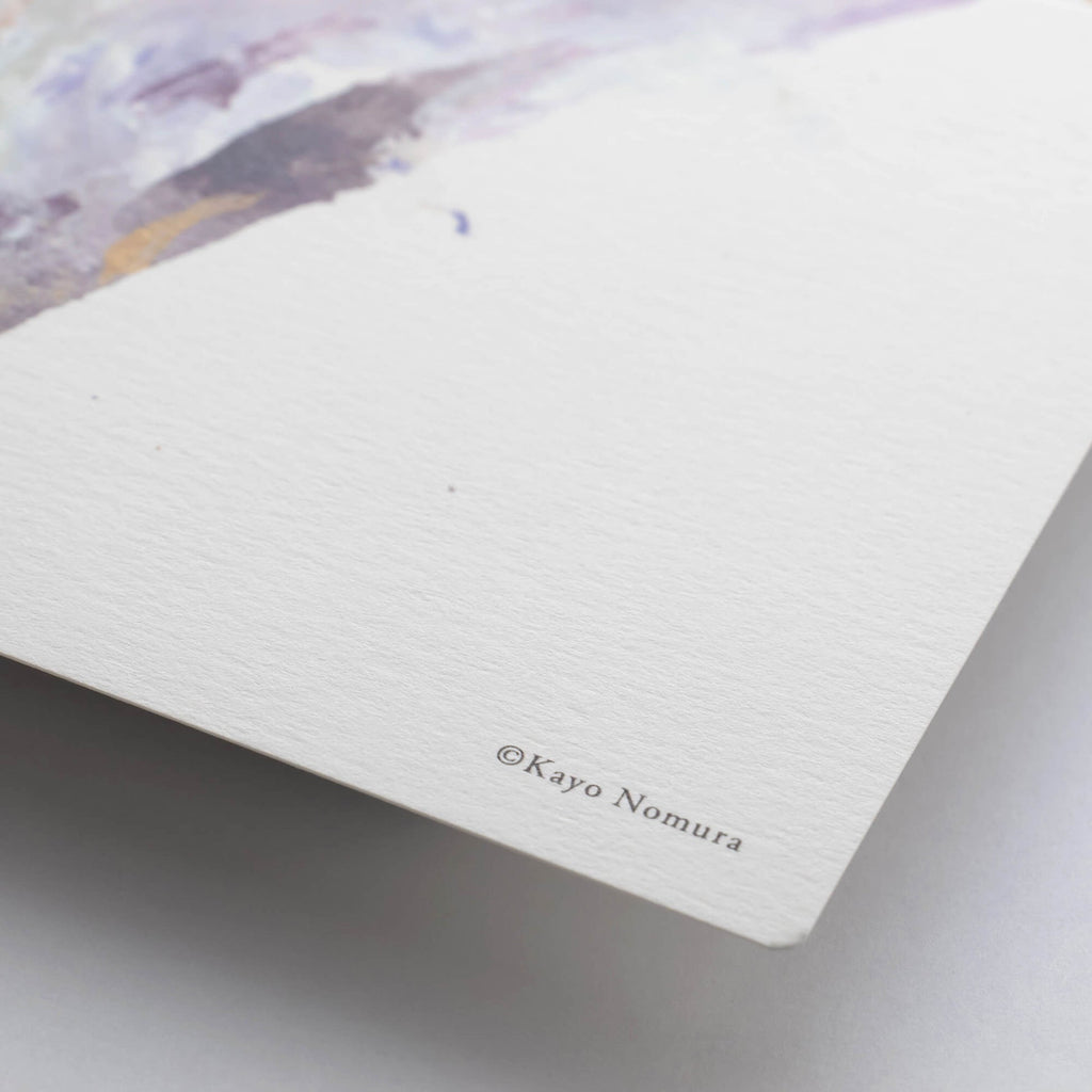 The Journal Shop - Close-up of Kayo Nomura’s abstract watercolour-style design printed on textured Kakimori card.