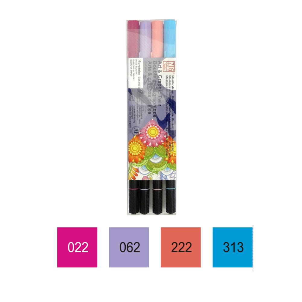 Kuretake ZIG Art & Graphic Twin Marker [4 colour set] - The Journal Shop