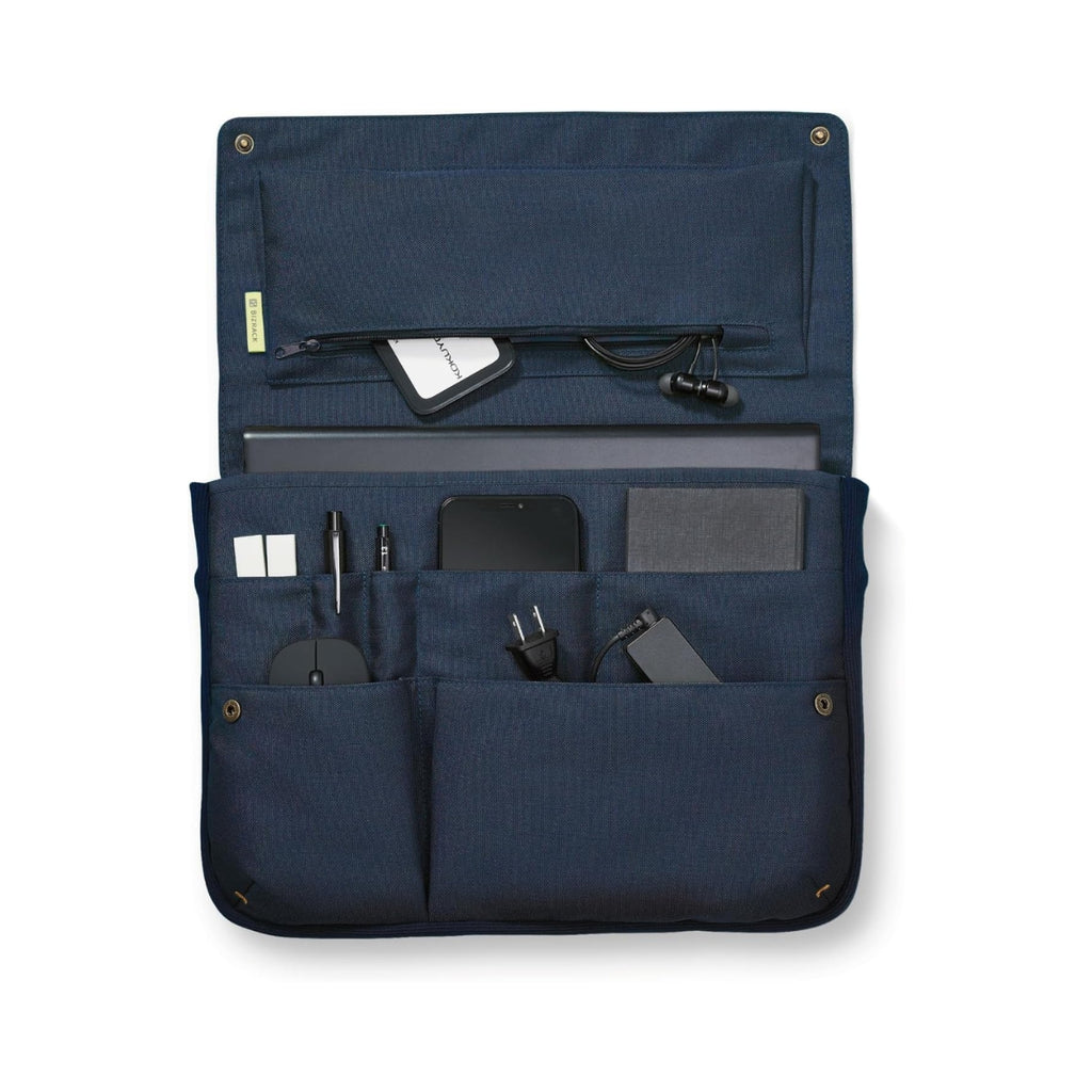 Interior view of the Kokuyo Bizrack Bag-in-Bag with laptops and stationery stored in multiple.
