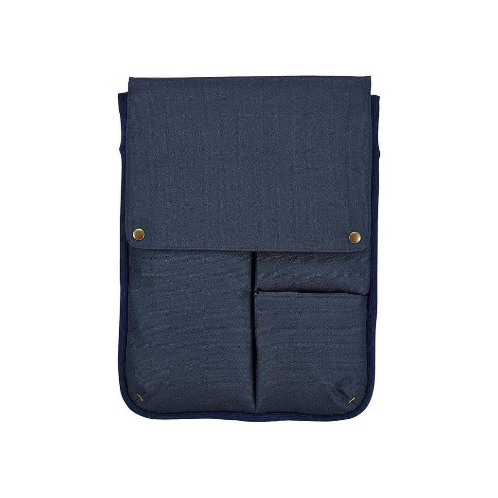 Kokuyo Bizrack Bag-in-Bag in vertical smoky navy shown from the front with two outer pockets.