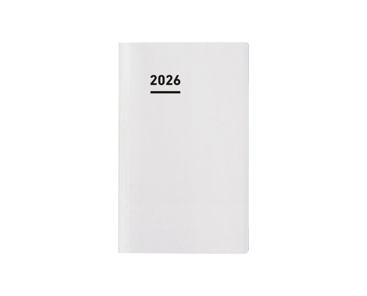 Front cover of Kokuyo Jibun Techo 2026 Diary Refill in white, minimalist design with bold year marking.