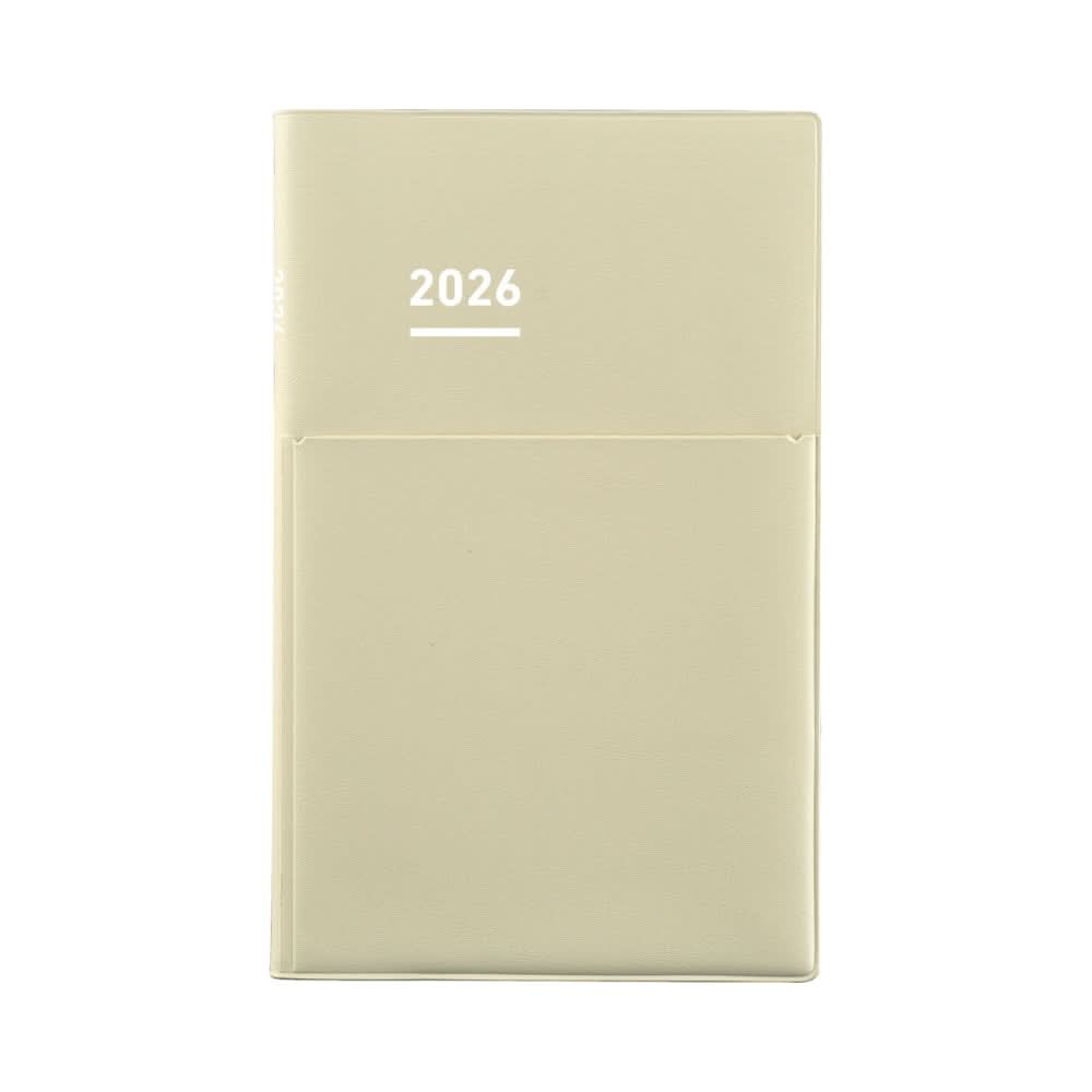 Alternative cover of Kokuyo Jibun Techo Biz 2026 A5 Slim Planner shown in beige with simple, clean design.