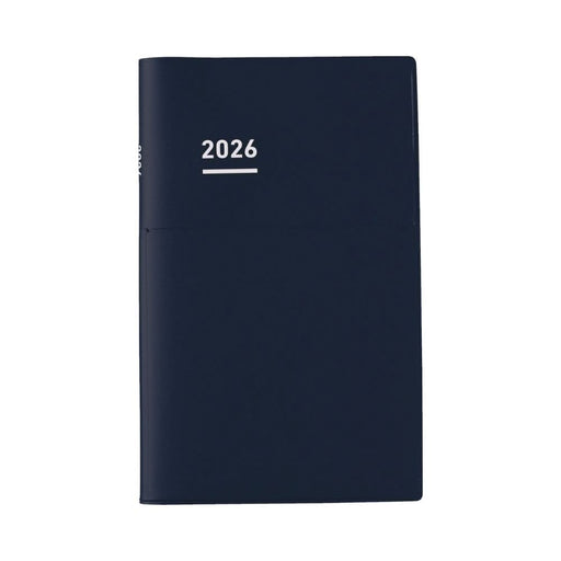 Front cover of Kokuyo Jibun Techo Biz 2026 A5 Slim Planner in navy with minimalist white year marking.