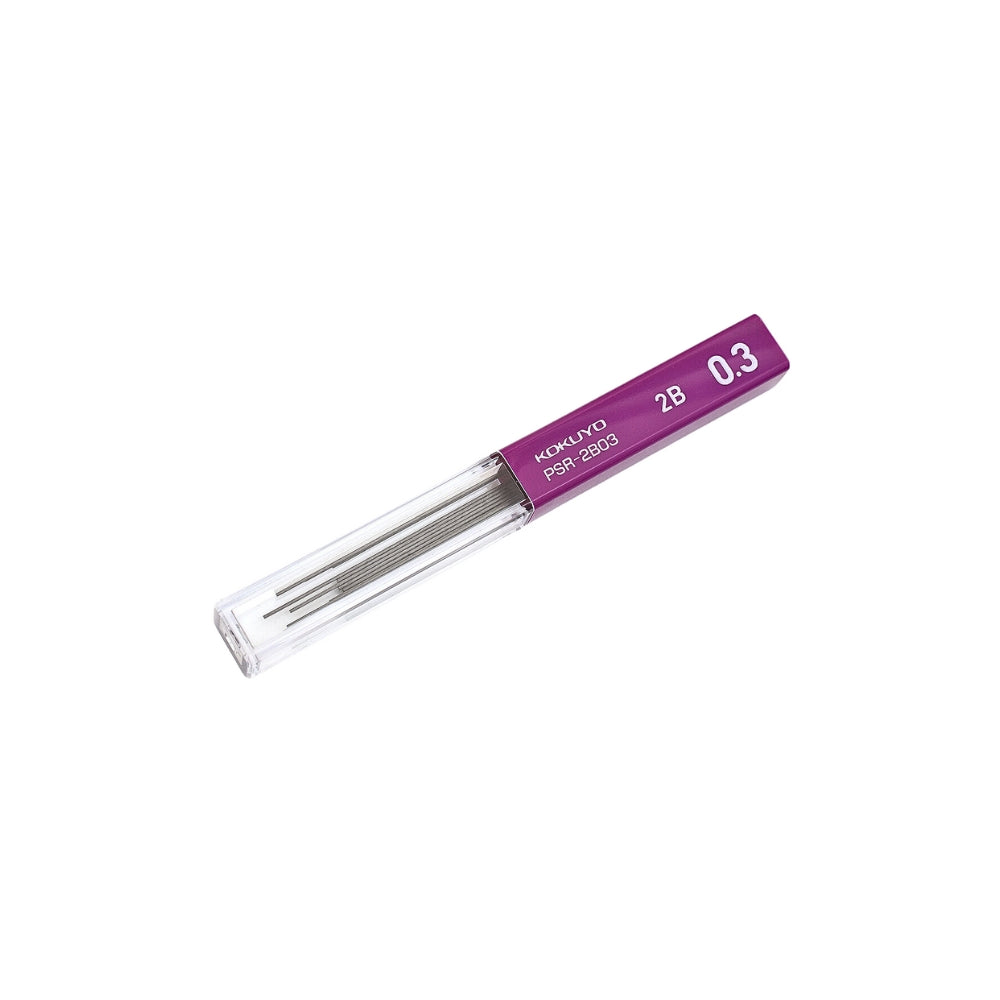 Kokuyo mechanical pencil lead refill 0.3mm 2B in slim purple tube.