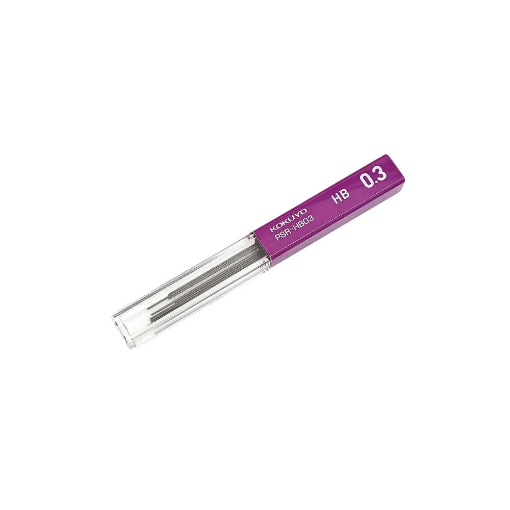 Kokuyo mechanical pencil lead refill 0.3mm HB in slim purple tube.