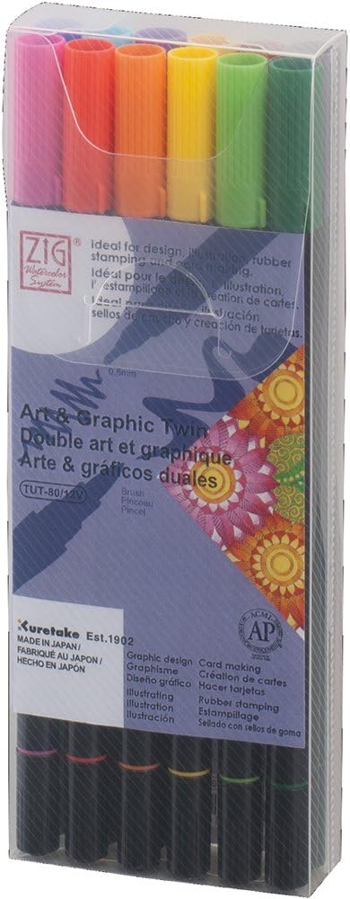 Kuretake ZIG kalligrafie pennen, 24 kleuren set, 2 mm. 3,5 mm Dual Tip Markers, TC-3100/24V Kuretake ZIG kalligrafie pennen, 24 kleuren set, 2 mm. 3,5 mm Dual Tip Markers, TC-3100/24V