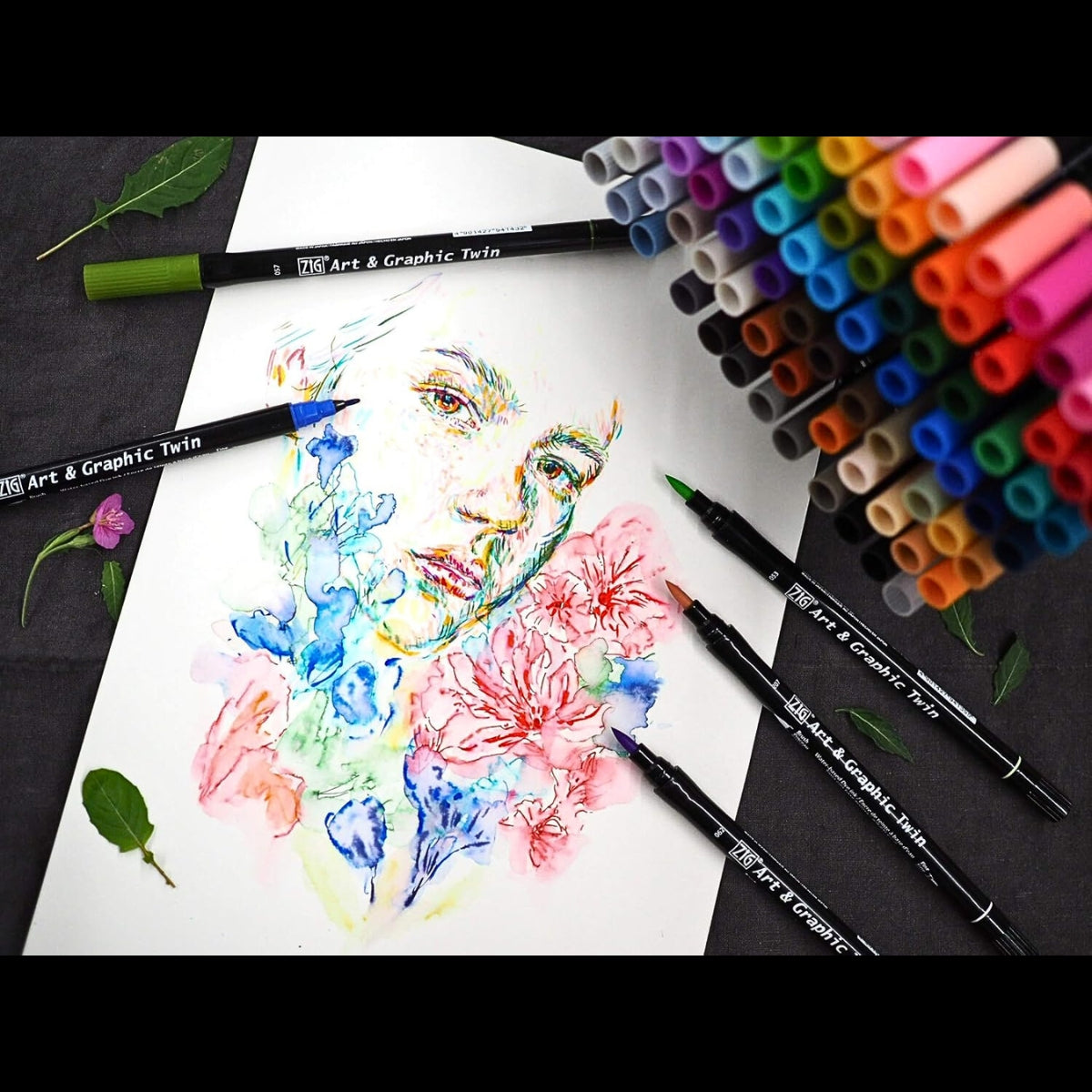 Kuretake Zig kalligrafie Dual Tip Marker Pennen 24 kleuren set Kuretake Zig kalligrafie Dual Tip Marker Pennen 24 kleuren set