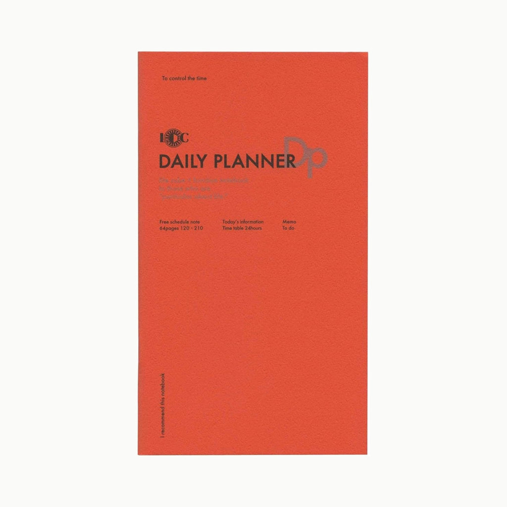 Front cover of Luddite Daily Planner in bright orange, A5 slim notebook designed for daily scheduling