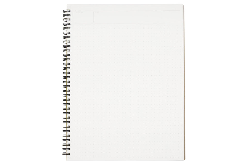 Inside pages of the Maruman Mnemosyne A4 Planner Notebook featuring a 5mm dot grid layout.