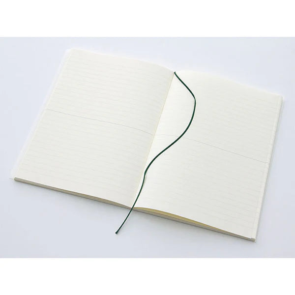 Two Midori MD Paper Notebooks A6 Ruled placed together, showing cream covers and lined pages.