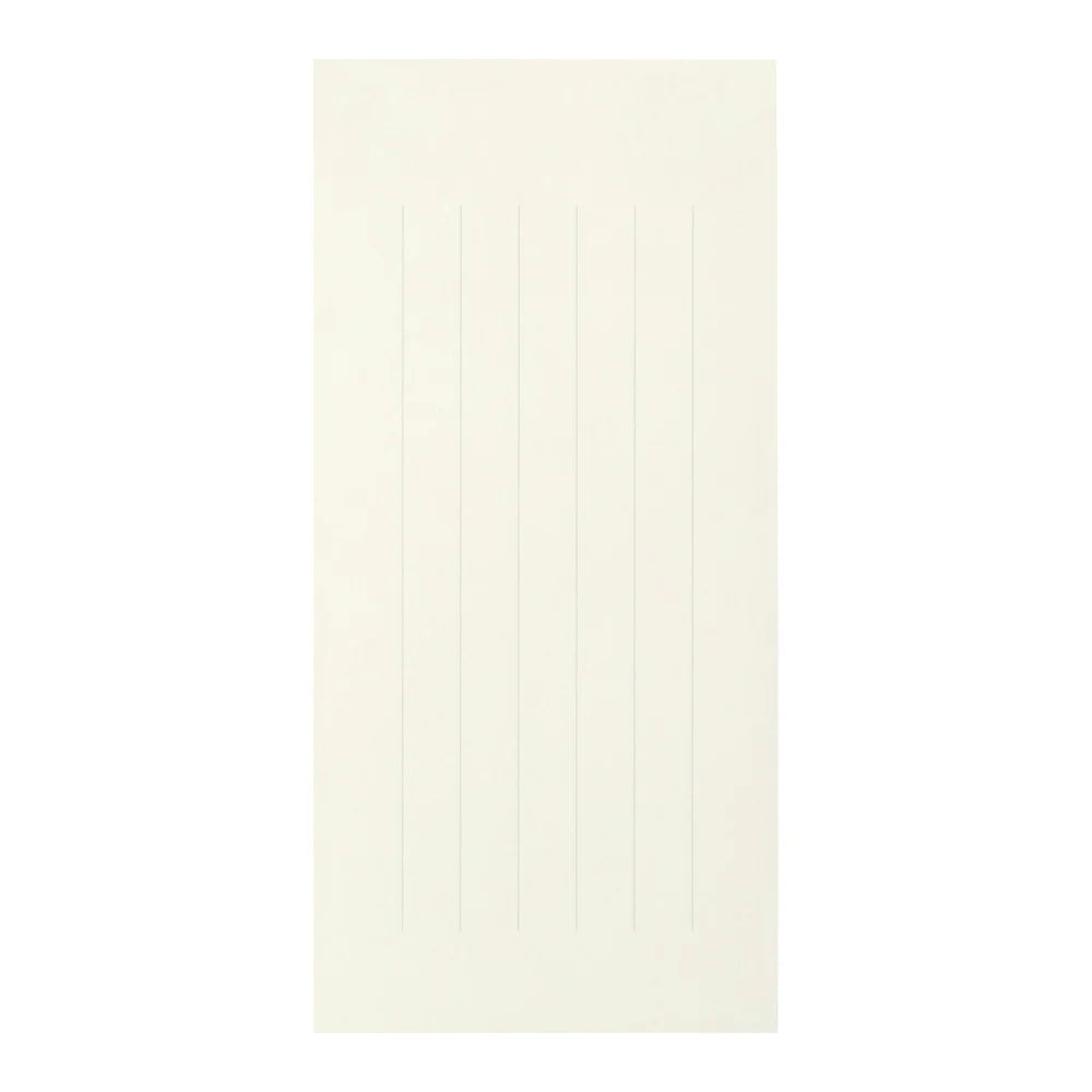 Single sheet of Midori MD Paper One Stroke Note with vertical ruled lines.