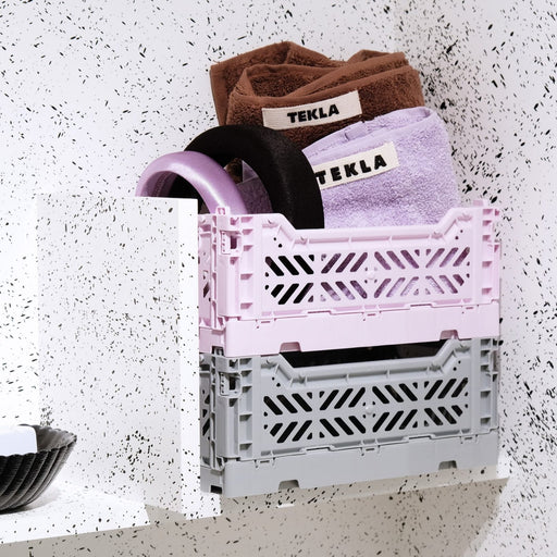 Aykasa Folding Crate - Mini showcased in multiple colours, highlighting its compact and stackable features.