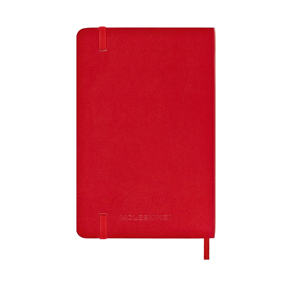 Back view of the closed scarlet red Moleskine Classic Pocket Notebook - Plain.