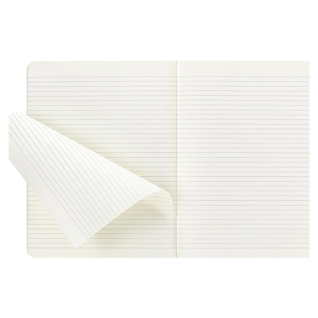 Myrtle Green Moleskine Extra Large Cahier - Lined with inner cream pages partially folded.