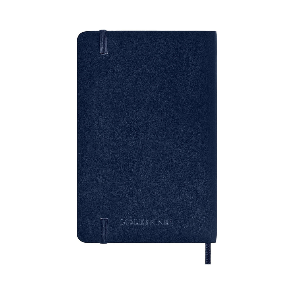 Back view of the Plain sapphire blue Moleskine Classic Pocket Soft Cover notebook.
