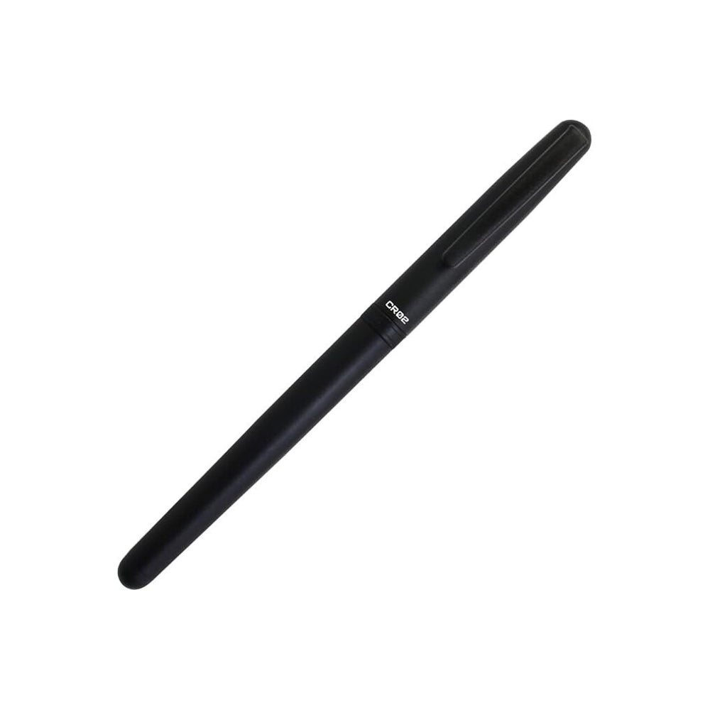 Ohto Ceramic Rollerball 0.5 pen with middle barrel in matte black, full-length view.
