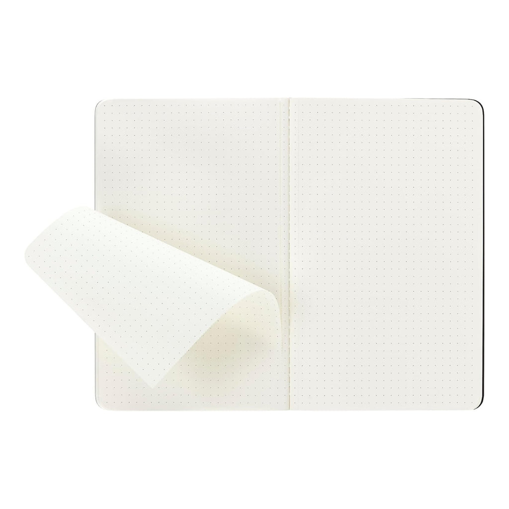 Open Moleskine Pocket Cahier showing dotted pages in cream paper.