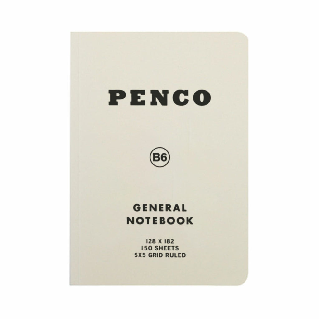 Penco B6 General Notebook in White – classic notebook design with 150 grid-ruled pages