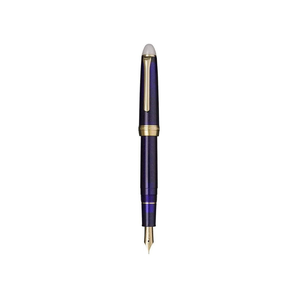 Full-length view of the Sailor Shikiori Long Night Fountain Pen upright.
