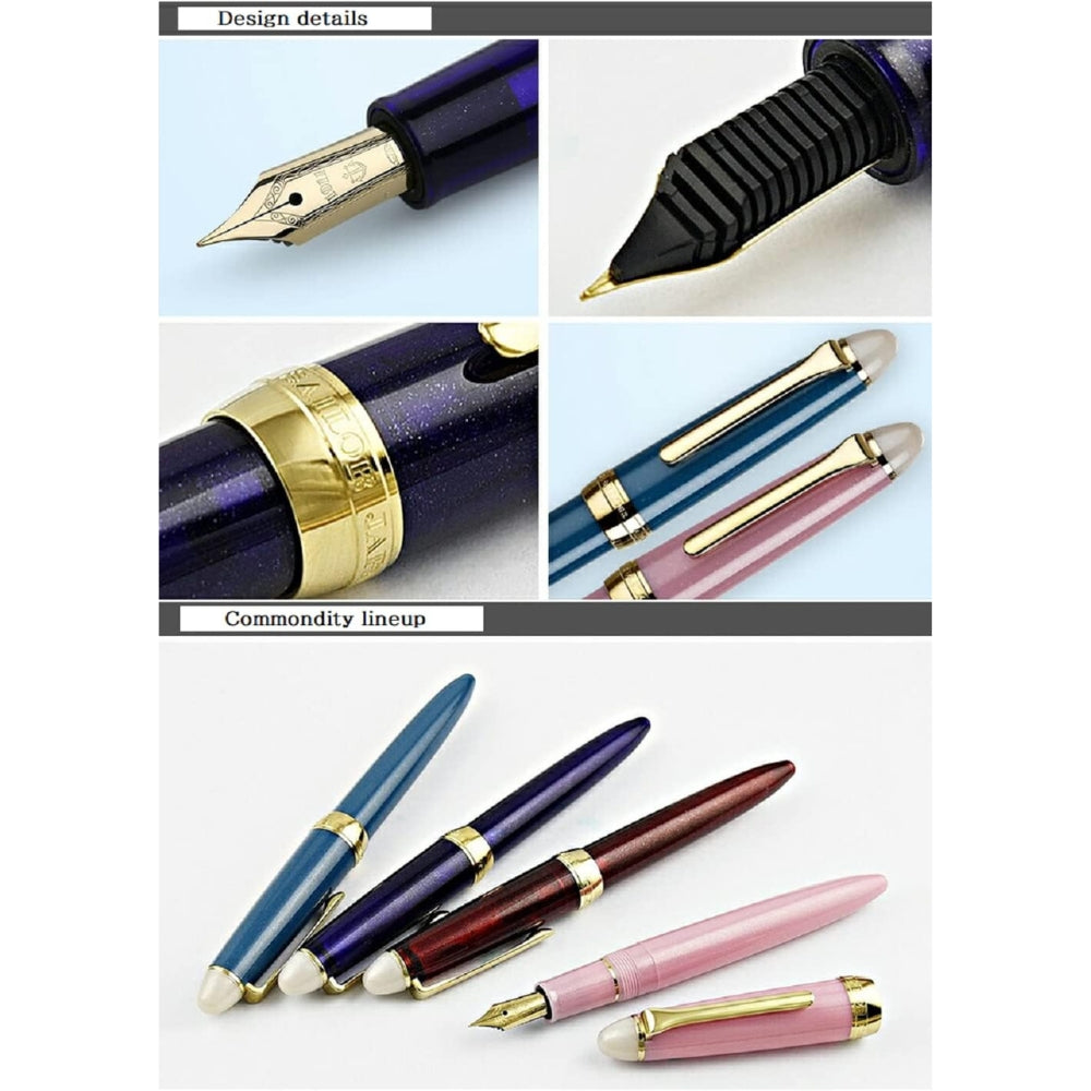 Detailed close-up of the Sailor Shikiori Long Night Fountain Pen with other Sailor pens.