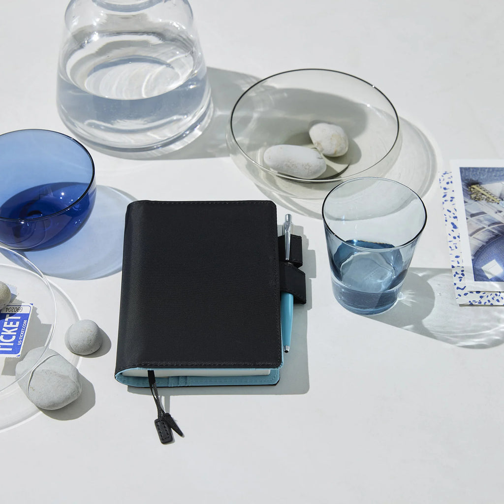Hobonichi 2024 A6 Planner Cover [Colours: Black x Clear Blue] - The Journal Shop