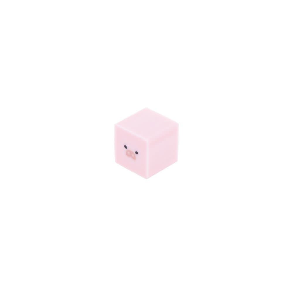 Sun-Star Double-Ended Pig Eraser in pink, cube-shaped with a pig face design on one side.