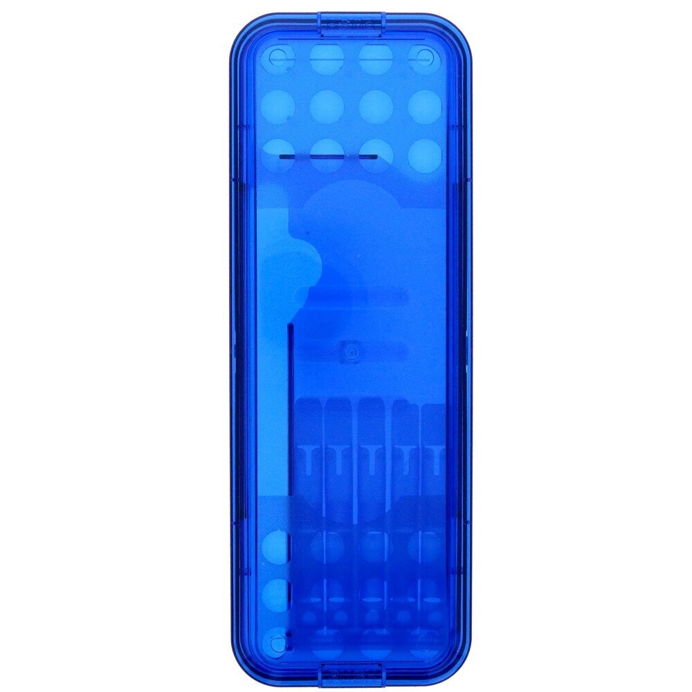 Closed Sun-Star Durable Arm Pen Case in translucent blue.
