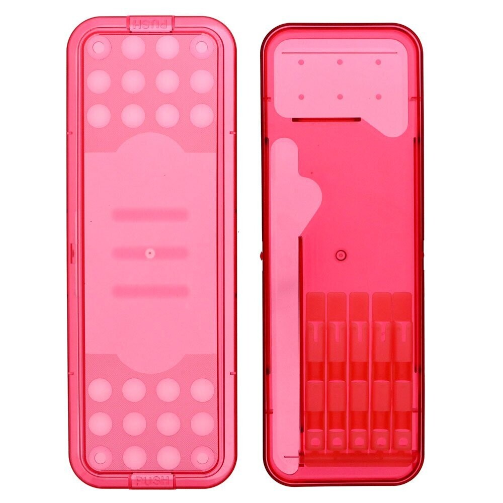 Open Sun-Star Durable Arm Pen Case in red showing internal sections.