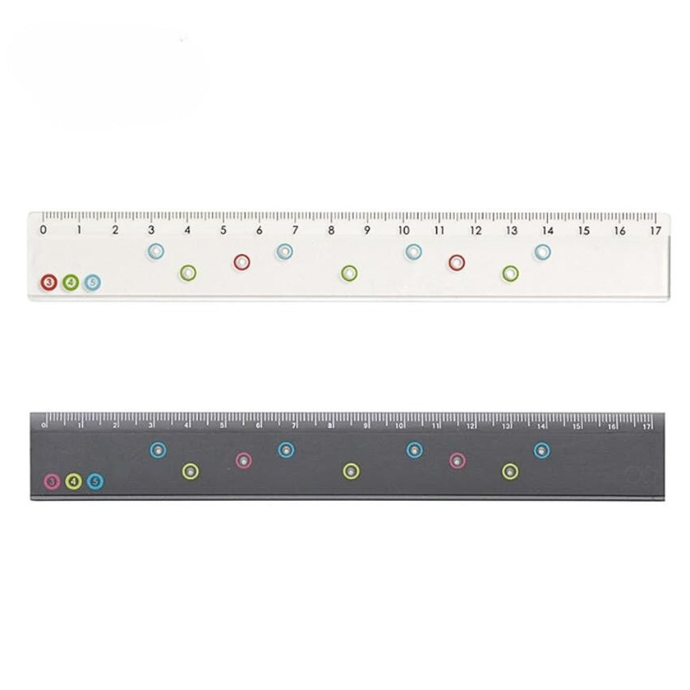 Sun-Star IITEN Dividing Rulers in both white and black versions, each with colourful guide holes for dividing notes evenly.