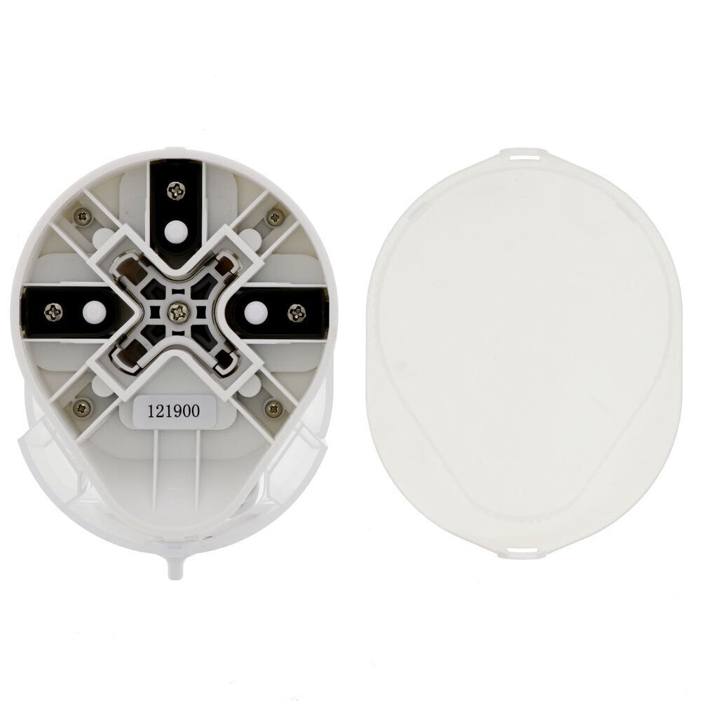 Sun-Star Kadomaru Pro Neo Corner Cutter in white, shown with the cover removed to reveal the blade mechanism and cutting slots.