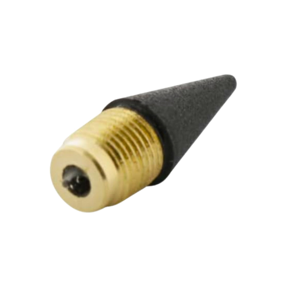 Bottom view of the Sun-Star Metacil Extra Lead Refill showing threaded gold fitting and central connector.